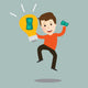Vector Of Man Make Money From Idea. Concept Wall Decal