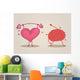 Brain & heart characters Wall Mural