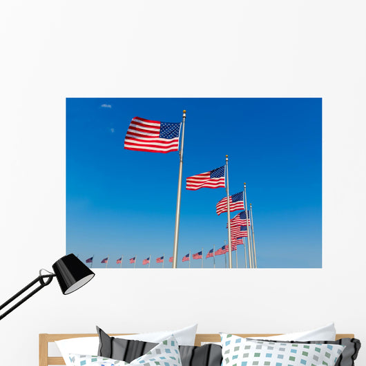 Washington Monument flags Wall Mural