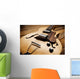 vintage jazz guitar on wood Wall Mural