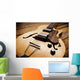 vintage jazz guitar on wood Wall Mural
