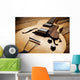 vintage jazz guitar on wood Wall Mural