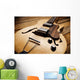vintage jazz guitar on wood Wall Mural