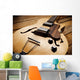 vintage jazz guitar on wood Wall Mural