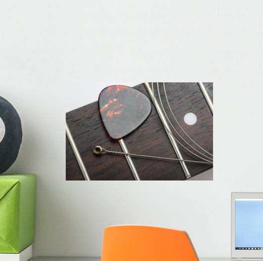 Guitar frets with string and mediator Wall Mural