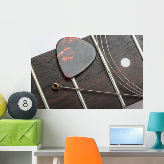 Guitar frets with string and mediator Wall Mural