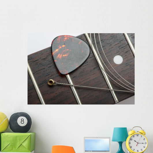 Guitar frets with string and mediator Wall Mural