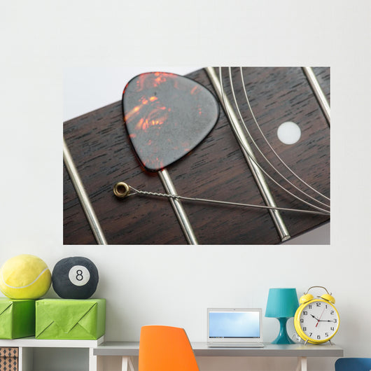 Guitar frets with string and mediator Wall Mural