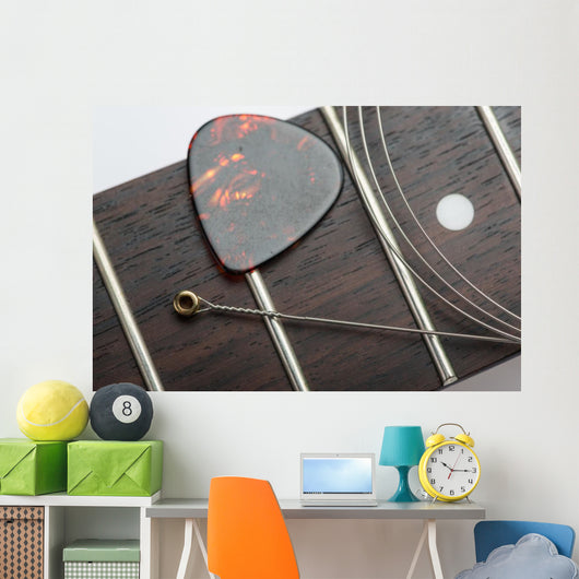Guitar frets with string and mediator Wall Mural