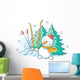 Skiing Winter Snowman Wall Decal