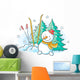 Skiing Winter Snowman Wall Decal