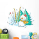 Skiing Winter Snowman Wall Decal