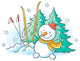 Skiing Winter Snowman Wall Decal