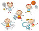 Stick Figure Kids Sports Wall Decal
