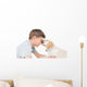 Puppy Licking Boy over Wall Decal