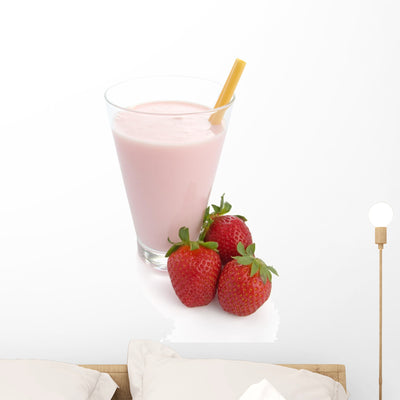 Strawberry Smoothie Wall Decal shown on a wall