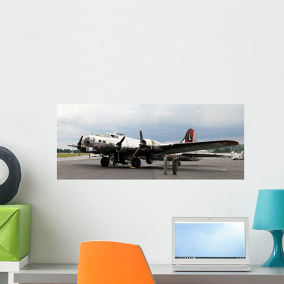 B17 Bomber Airplane Wall Decal shown on a wall