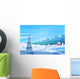 Winter landscape. Vector illustration. Wall Mural