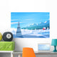 Winter landscape. Vector illustration. Wall Mural