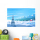 Winter landscape. Vector illustration. Wall Mural