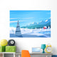 Winter landscape. Vector illustration. Wall Mural