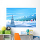 Winter landscape. Vector illustration. Wall Mural