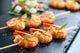 Appetizing Grilled Prawns On Skewer. Wall Decal