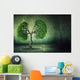 green tree shaped like human lungs growing from concrete floor Wall Mural