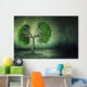 green tree shaped like human lungs growing from concrete floor Wall Mural