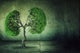 Green Tree Shaped Like Human Lungs Growing From Concrete Floor Wall Decal