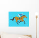 jockey riding race horse number 9, Vector illustration Wall Mural