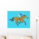 jockey riding race horse number 9, Vector illustration Wall Mural