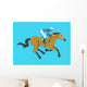jockey riding race horse number 9, Vector illustration Wall Mural