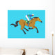 jockey riding race horse number 9, Vector illustration Wall Mural