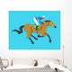 jockey riding race horse number 9, Vector illustration Wall Mural