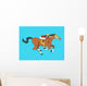 jockey riding race horse number 4, Vector illustration Wall Mural