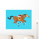 jockey riding race horse number 4, Vector illustration Wall Mural