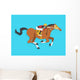jockey riding race horse number 4, Vector illustration Wall Mural
