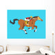 jockey riding race horse number 4, Vector illustration Wall Mural