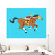 jockey riding race horse number 4, Vector illustration Wall Mural