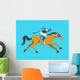 jockey riding race horse number 2, Vector illustration Wall Mural