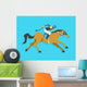 jockey riding race horse number 2, Vector illustration Wall Mural