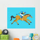 jockey riding race horse number 2, Vector illustration Wall Mural