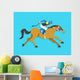 jockey riding race horse number 2, Vector illustration Wall Mural