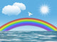 White Dove Flying To Sun With Olive Leaf Rainbow Clouds Wall Decal