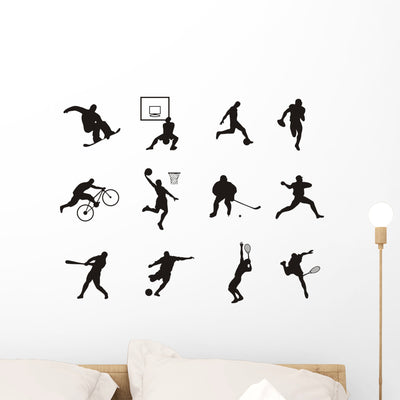 Sport Silhouette Wall Decal shown on a wall