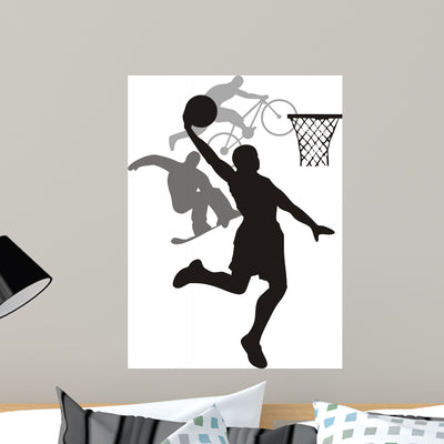 Sport Silhouette Wall Decal shown on a wall