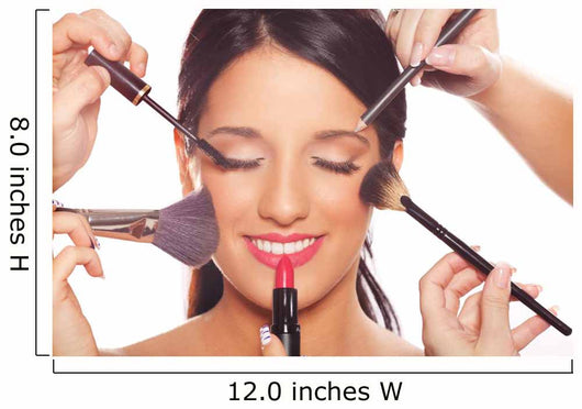 Young woman getting professional beauty and makeup treatment Wall Mural