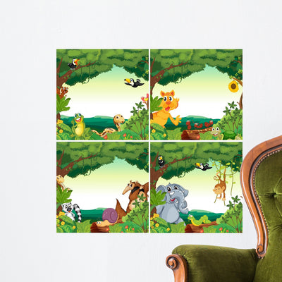 Animals And Forests Wall Decal shown on a wall