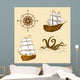 elements for design antique maps Wall Mural